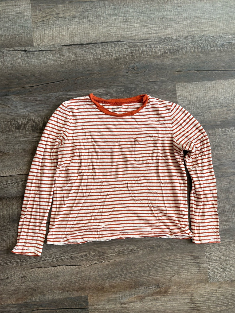 Madewell - Orange/White Long Sleeve Striped Tee